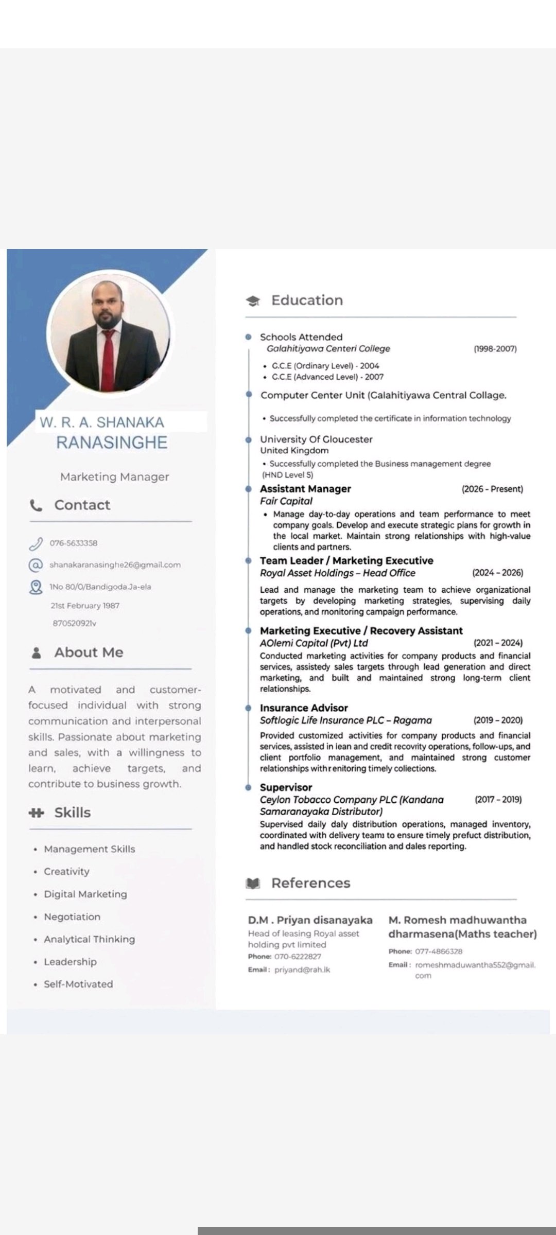 Candidate profile